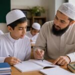 Guru mendampingi siswa meninjau dan memperbaiki tugas di ruang kelas