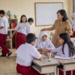 Guru membimbing siswa berpindah dari kegiatan individu ke kerja kelompok di kelas yang tertata
